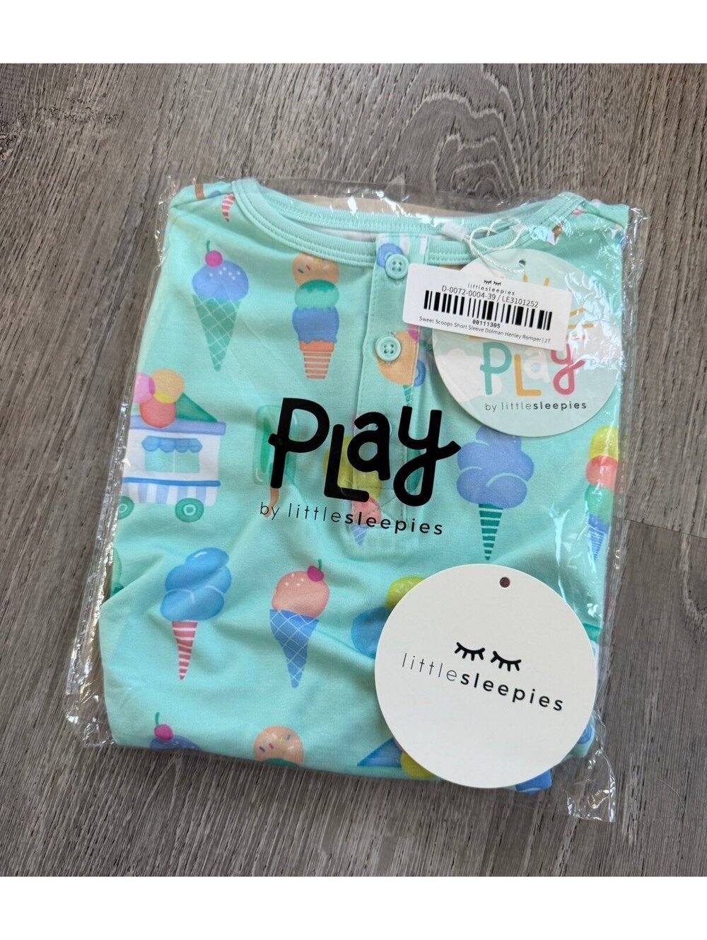 Little Sleepies 2T Blue Sweet Scoops Romper